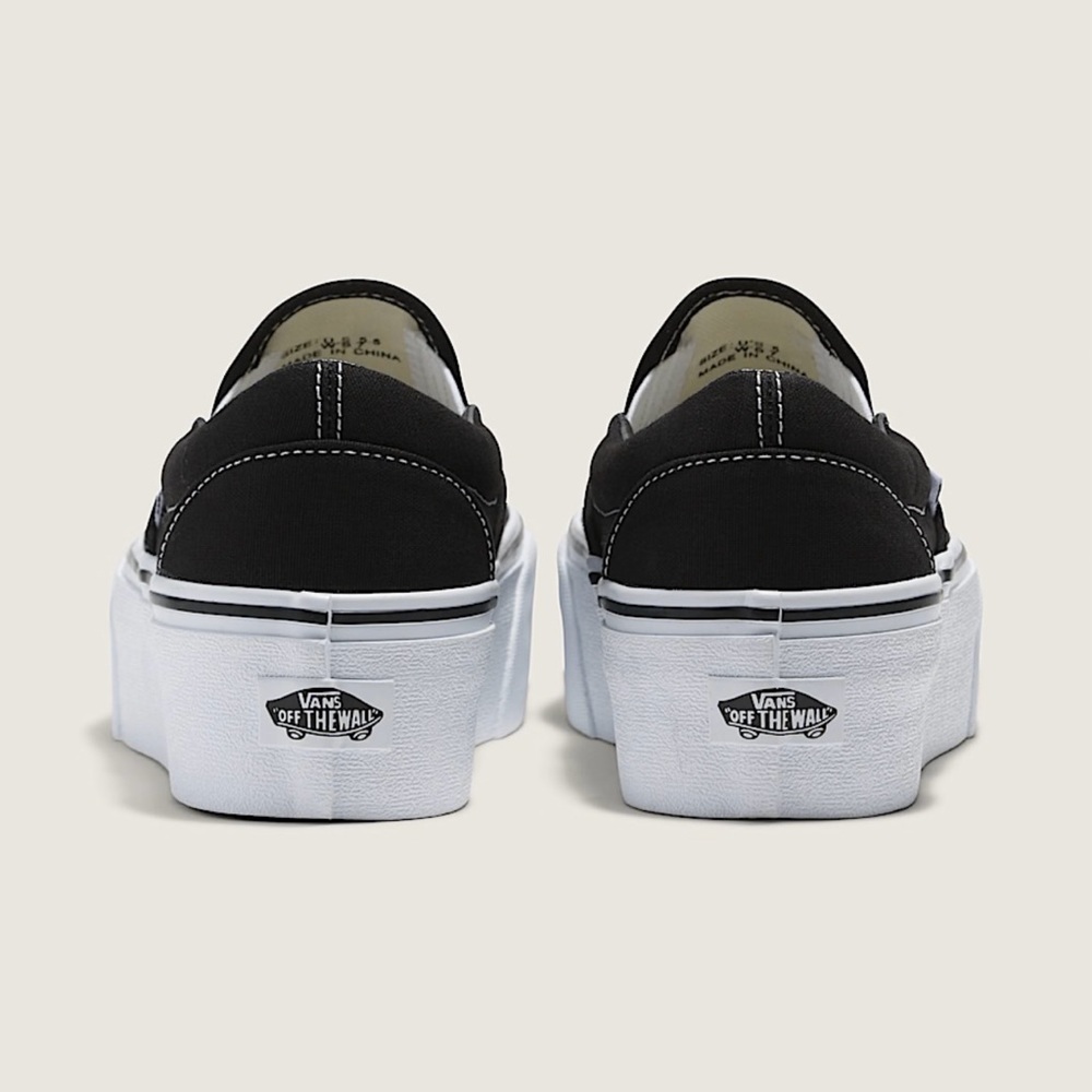Vans Black and White Platform Slip-Ons - Picture 2 of 10